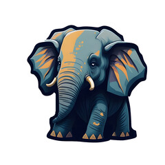 Elephant Sticker illustration, Png Image Ready To Use. Animal Sticker Design Series