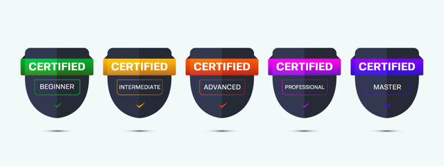 Wall Mural - certification shield badge design to complete competency skill training. vector illustration certifi