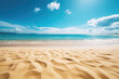 Illustration of a beautiful summer beach with golden sand and blue water. Generative AI