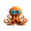 octopus 3d, cute adorable baby squid isolated on transparent background, png, Generative AI