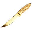 Gold knife isolated on transparent background. Gold ornament