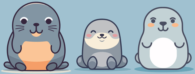 Wall Mural - Cute seal cartoon vector illustration, logo