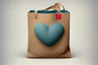 A shopping bag with small heart cushion. Generative Ai