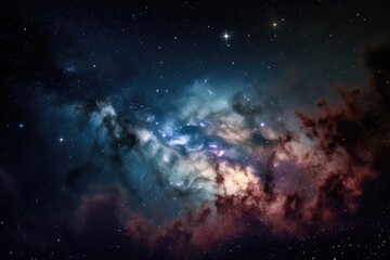 Wall Mural - a close-up of a galaxy with stars and nebulae in the foreground, created with generative ai