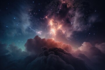 Wall Mural - galaxy of stars, with close-up of bright and shining star, created with generative ai