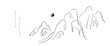 © TWINS DESIGN STUDIO - Mountain in oriental style background vector. Chinese landscape with Japanese ink brush, hills, line art , sun, black and white. Minimal art wallpaper design for print, wall art, cover and interior.