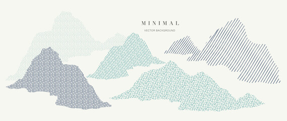 Wall Mural - mountain in oriental style background vector. chinese landscape with dot pattern, hills, line art, j