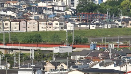 Wall Mural - 高台から見る街の通勤風景