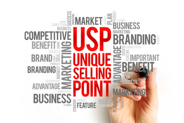 USP - Unique Selling Point word cloud, business concept background