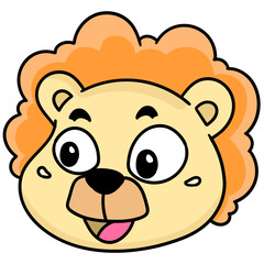 Wall Mural - Cartoon doodle of a smiling yellow and orange lion