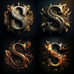 Poster - set of golden elements