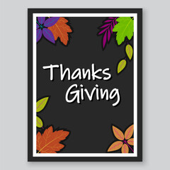 Canvas Print - Editable Thanksgiving template banner with autumn foliage