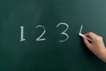 Number 1 2 3 written on blackboard