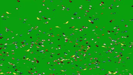 Wall Mural - colorful butterflies on green chroma screen