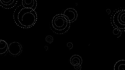 Wall Mural - abstract of white spiral dotted shapes moving on black background