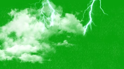 Wall Mural - abstract of animation white clouds moving on green chroma background