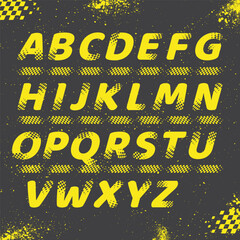 Wall Mural - Race checkered flag alphabet yellow