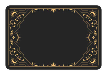 the reverse side of a tarot cards batch, frame with fancy pattern, esoteric and mystic border, sorce