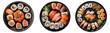 Sushi on black plate, aerial view with transparent background, Generative AI Technology