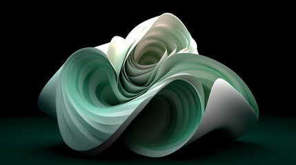  origami  3d abstract style object on dark background