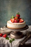 Fototapeta Kawa jest smaczna - cheesecake with fresh berries for dessert