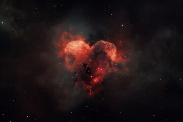 Wall Mural - heart-shaped nebula in the night sky, with starry background, created with generative ai