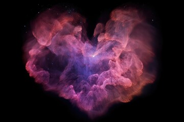 Wall Mural - heart-shaped nebula with streaks of pink and purple, created with generative ai