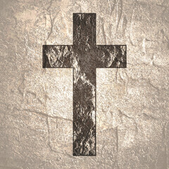 Wall Mural - Christian cross with grunge texture. Religion concept illustration