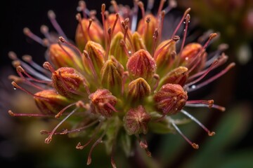 Wall Mural - close-up of flower buds bursting into bloom, with rich colors and textures visible, created with generative ai