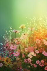 Wall Mural - beautiful wildflowers on pastel background close up