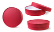 Set of red round box on a white background. isolated
