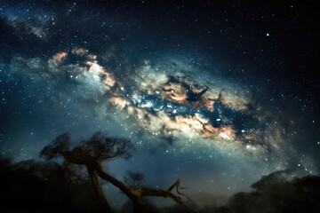 Wall Mural - intergalactic battle between two opposing forces of galaxies and nebulae, with explosions and supern