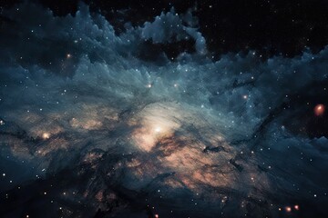 Wall Mural - chaotic and unpredictable galaxy with flashes of light, stars, and nebulae, created with generative 
