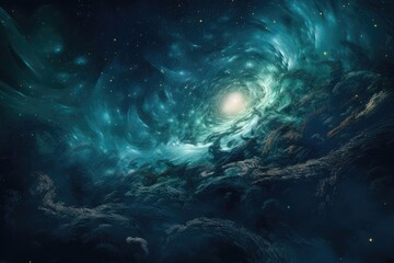 Wall Mural - nebulae and galaxies, in close-up view of the cosmos, with focus on intricate and majestic star form