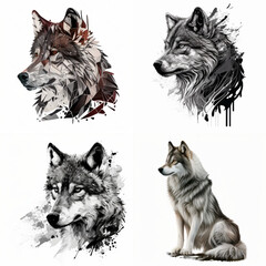 Sticker - set of wolves