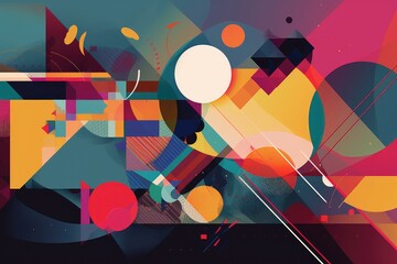 Wall Mural - abstract geometric shapes and colors create a visually captivating work of art, created with generat