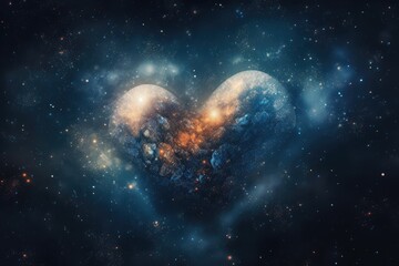 Wall Mural - heart, surrounded by clusters of stars, in the midst of a starry night sky, created with generative 