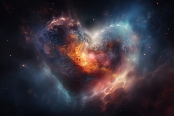 Wall Mural - close-up of a nebula heart, with bursts of colorful light and stars in the background, created with 