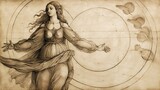 Fototapeta Fototapety kosmos - Virgo Zodiac sign, Horoscope symbol wallpaper background design, astrology concept, Generative AI