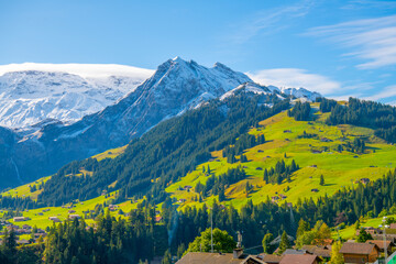 Wall Mural - Beautiful Village nearby mountain, Switzerland