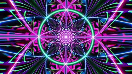 Wall Mural - Modern Geometric Neon Kaleidoscope VJ Loop