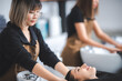 © chokniti - client woman clean washing a hair in salon, professional hairdresser washing haircut customer hair with water and shampoo treatment, coiffure beauty head hair care, fashion service