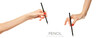 © jul_photolover - Close-up Female hand writing with a pencil, black wooden pencil in hand, isolated on white background with clipping path
