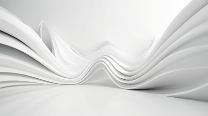 Wall Mural - White minimalistic waves abstract background. Generative AI