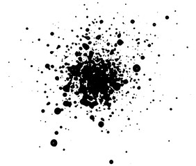Dripping black stains isolated on white background. Flowing black stains, splashes and drips. Trail and drips black stains close up. abstract illustration