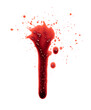 canvas print picture - Dripping blood isolated on white background. Flowing bloody stains, splashes and drops. Trail and drips red blood close up.