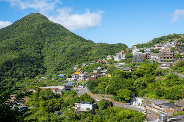 Canvas Print - Drone fly over Taiwan Jiufen village