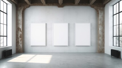 Wall Mural - Empty white room for posters mock-up. Template design