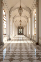 Aufkleber -  grandeur and symmetry of Greek colonnades, showcasing the timeless elegance of classical architecture.  Generative AI technology.