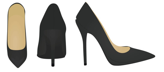  Black  elegant shoe. vector illustration